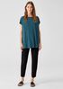 Stretch Silk Jersey Crew Neck Top