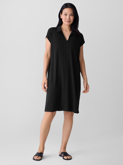 Fine Jersey Split Neck Dress | EILEEN FISHER Fine Jersey Split Neck Dress | EILEEN FISHER