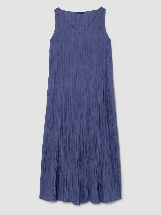 Crushed Silk V-Neck Dress