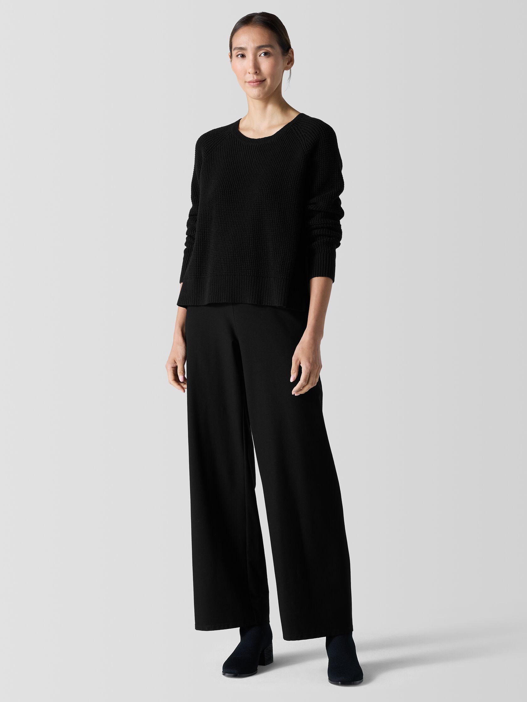Washable Stretch Crepe Wide-Leg Pant