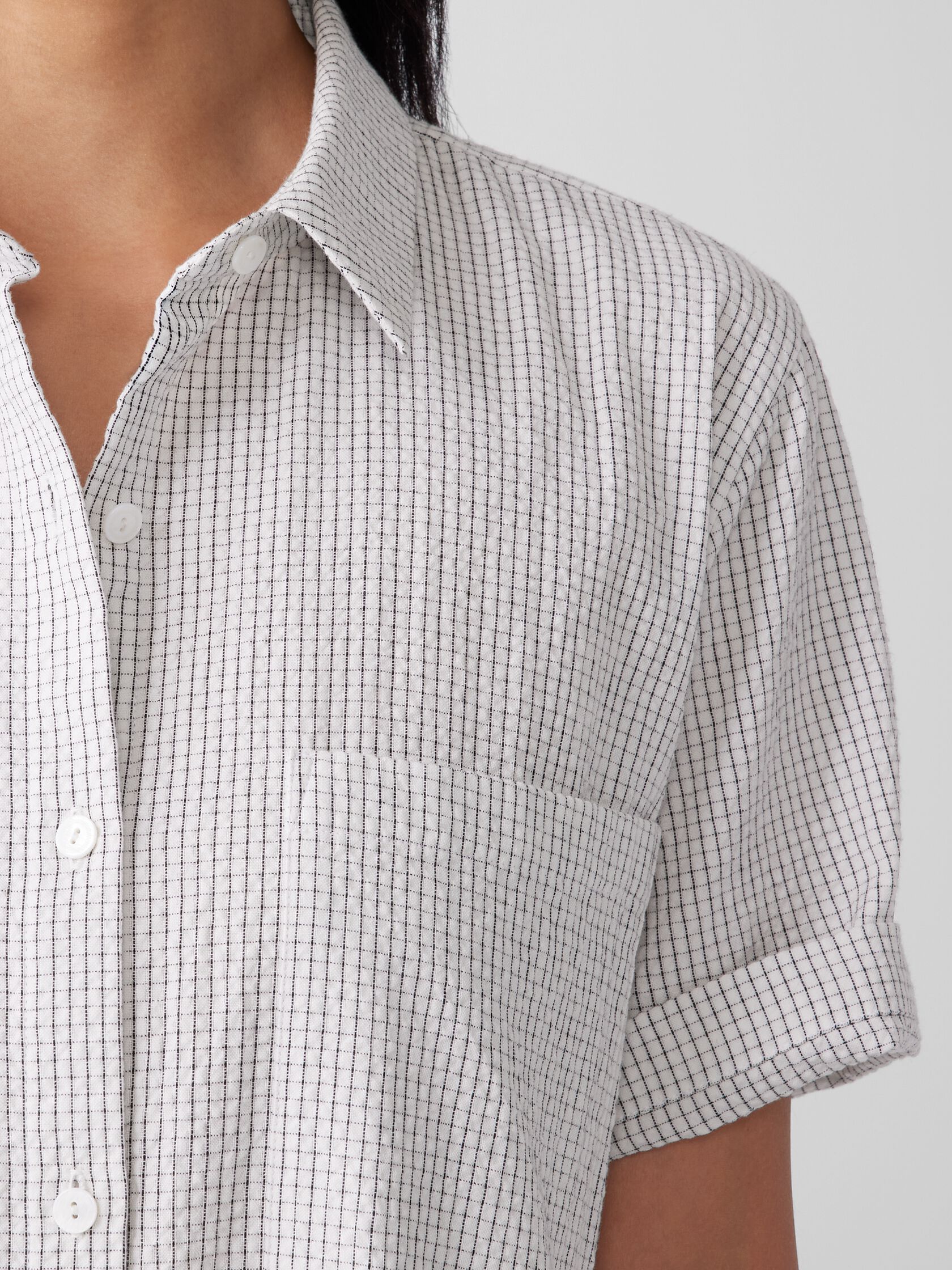 Organic Cotton Ripple Checkered Shirtdress