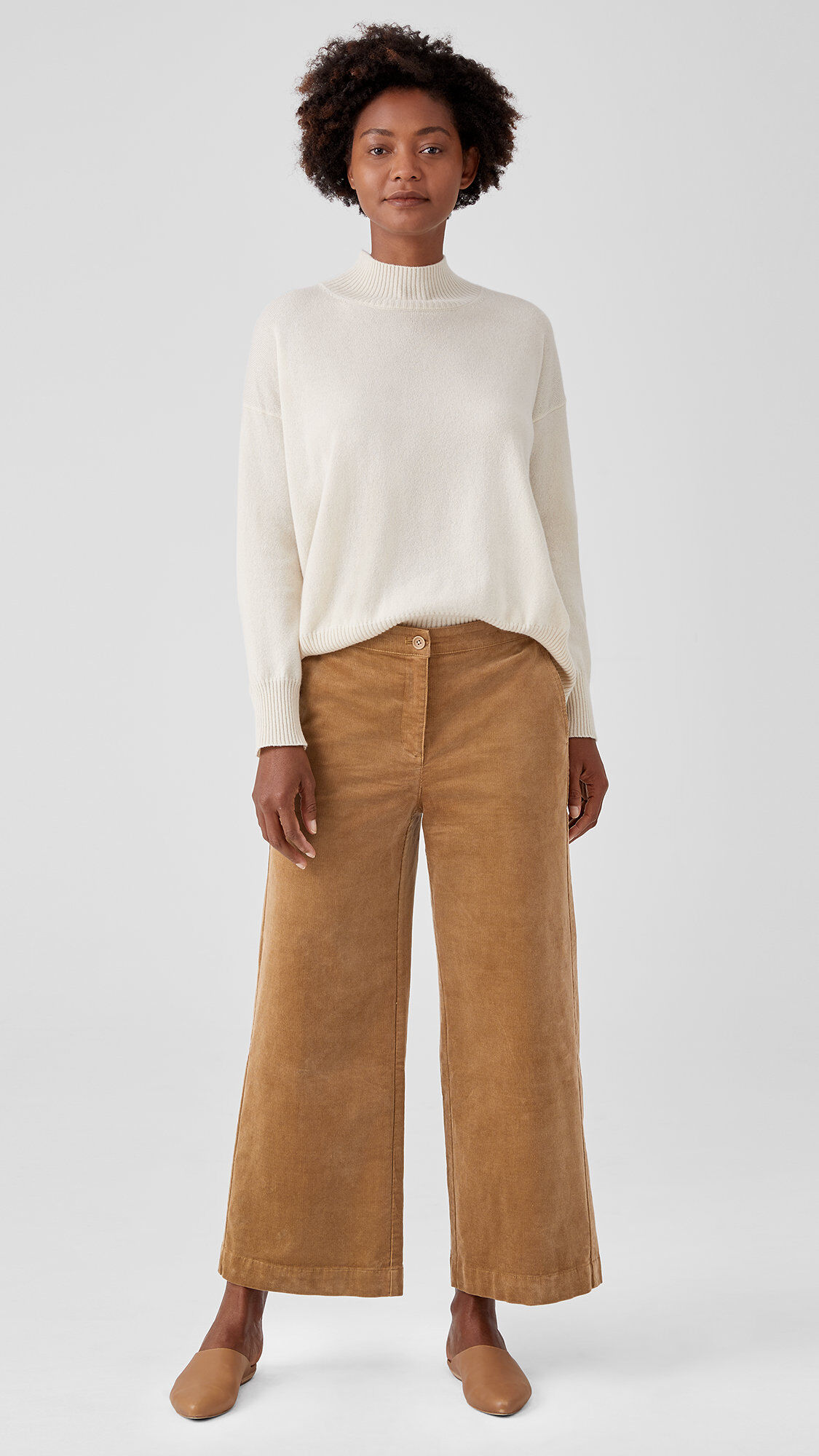 Cotton Corduroy Wide Leg Ankle Pant