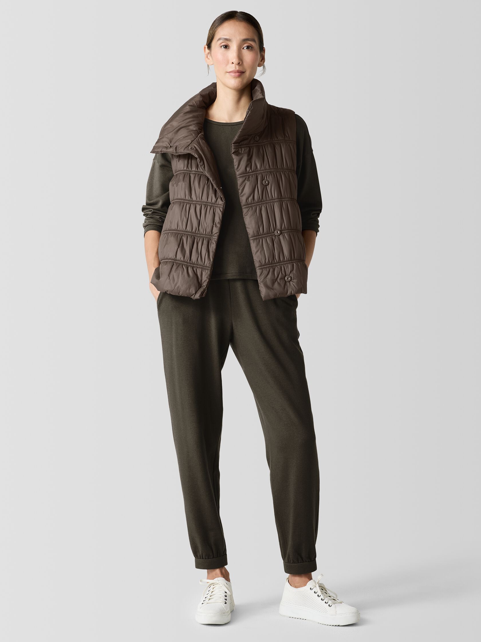 Eggshell Recycled Nylon Stand Collar Vest