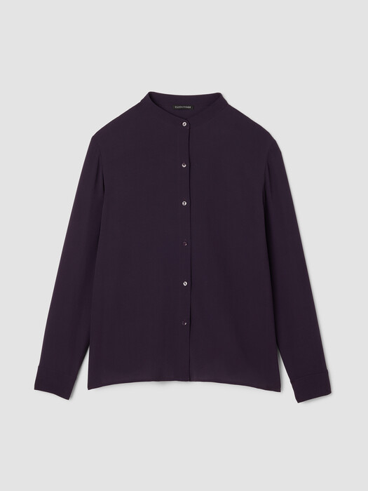 Silk Georgette Crepe Band Collar Top