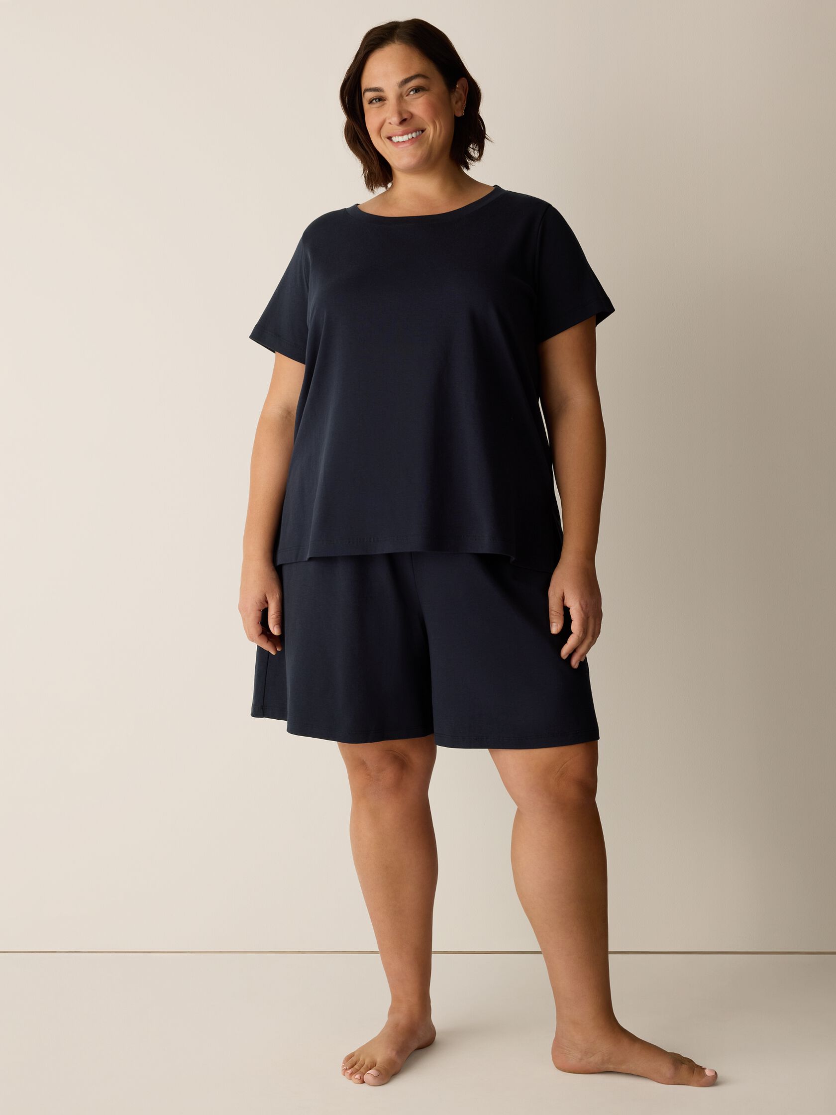 Organic Cotton Interlock Jewel Neck Sleep Tee