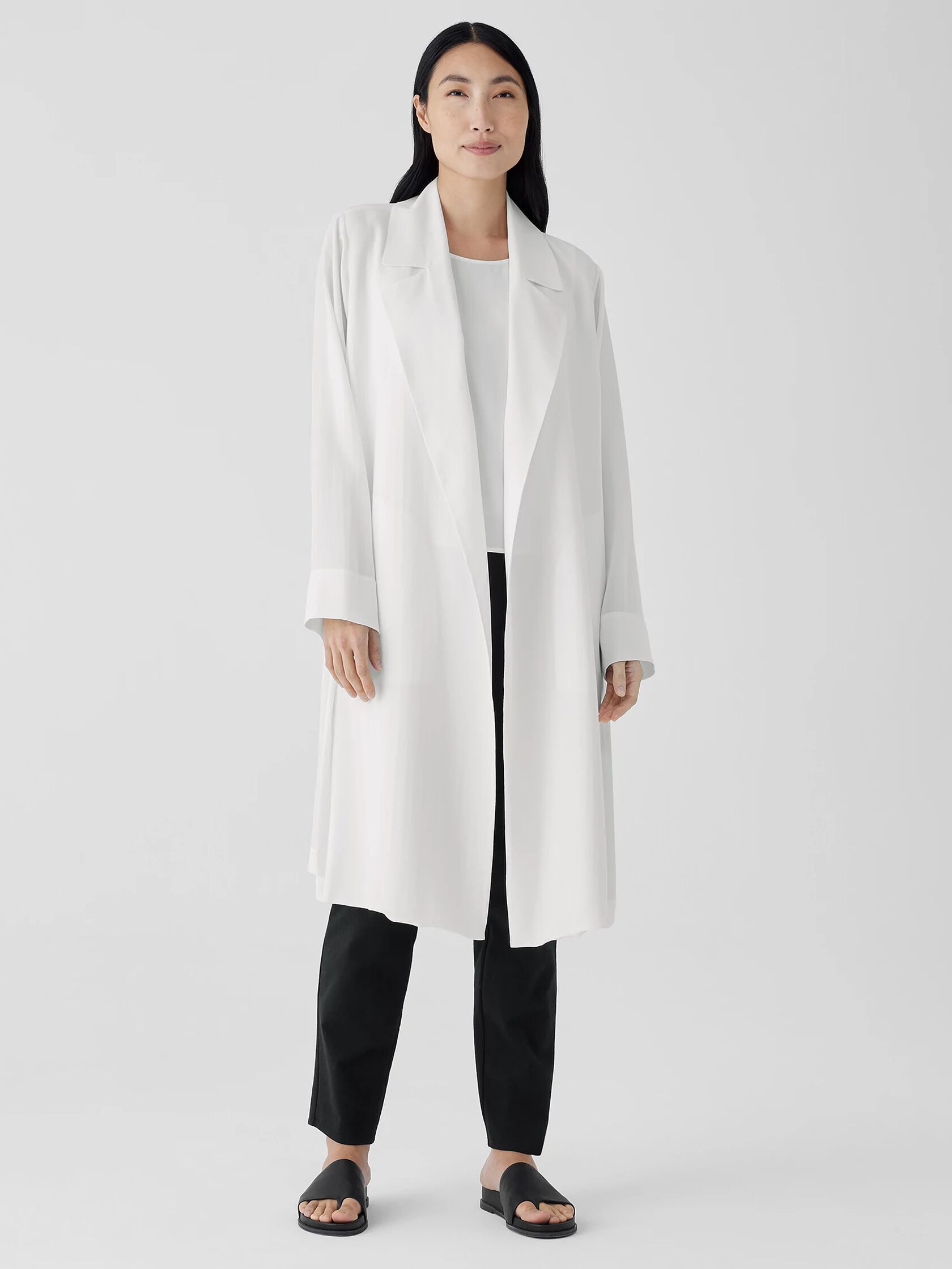 Silk Georgette Crepe Trench Coat