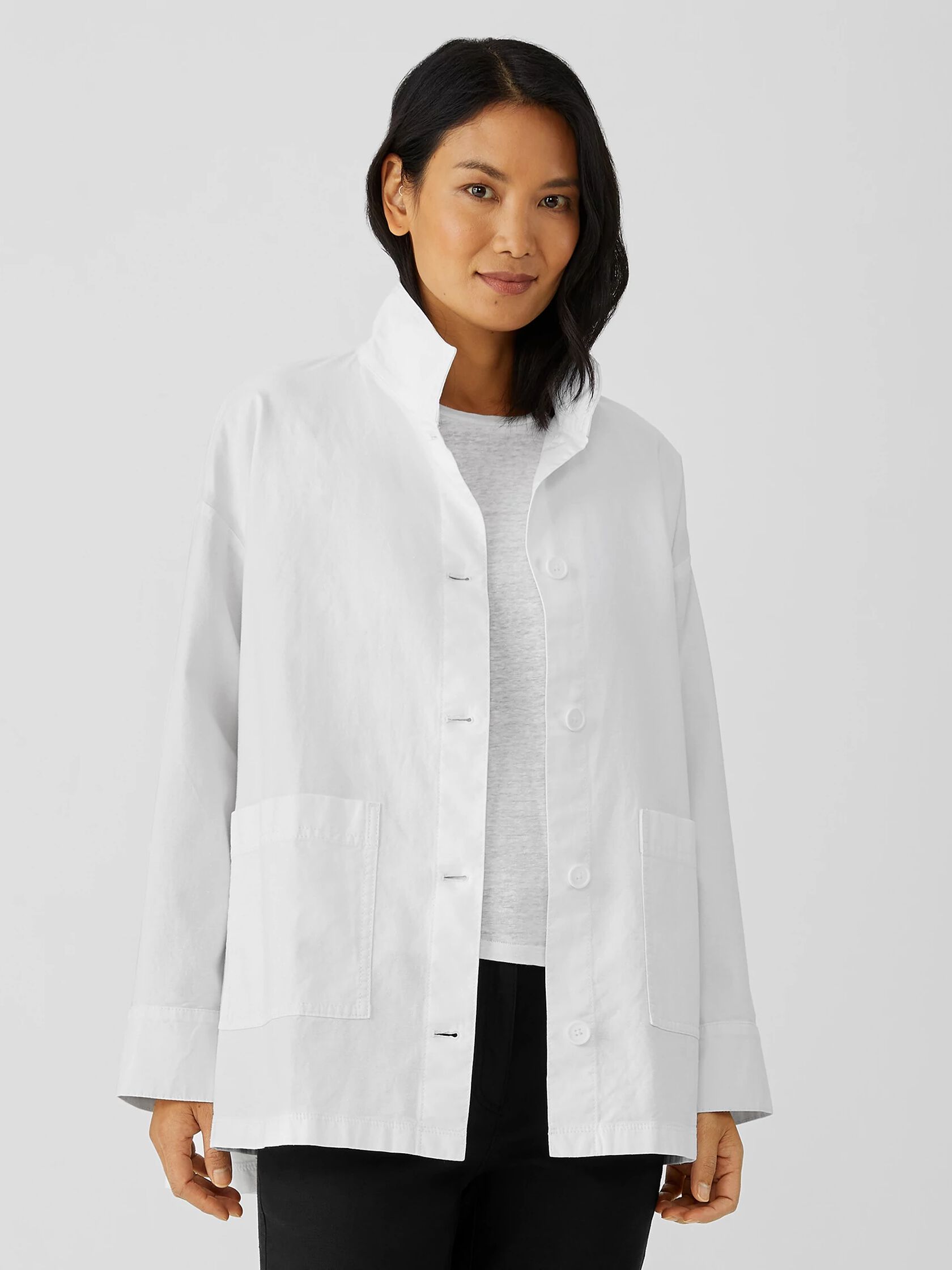 Cotton Hemp Stand Collar Jacket