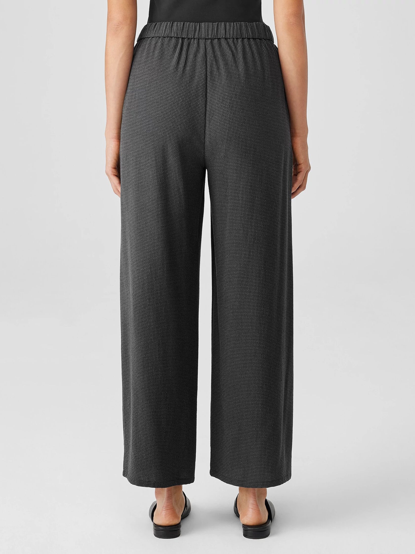 Mini Check Crepe Wide-Leg Pant