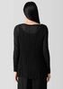 Crinkled Sheer Silk Georgette Bateau Neck Long Top
