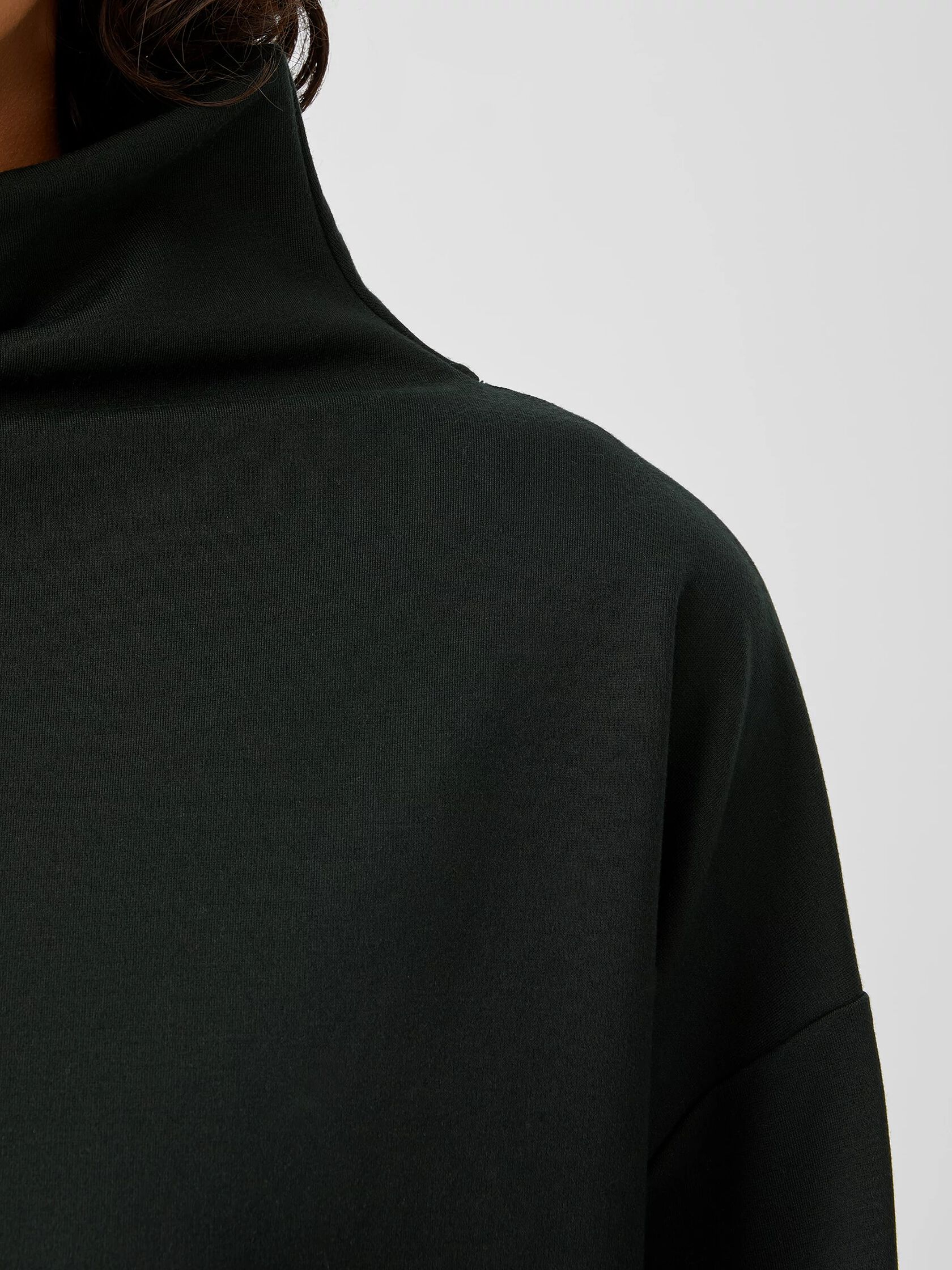 Washable Flex Ponte Funnel Neck Box-Top