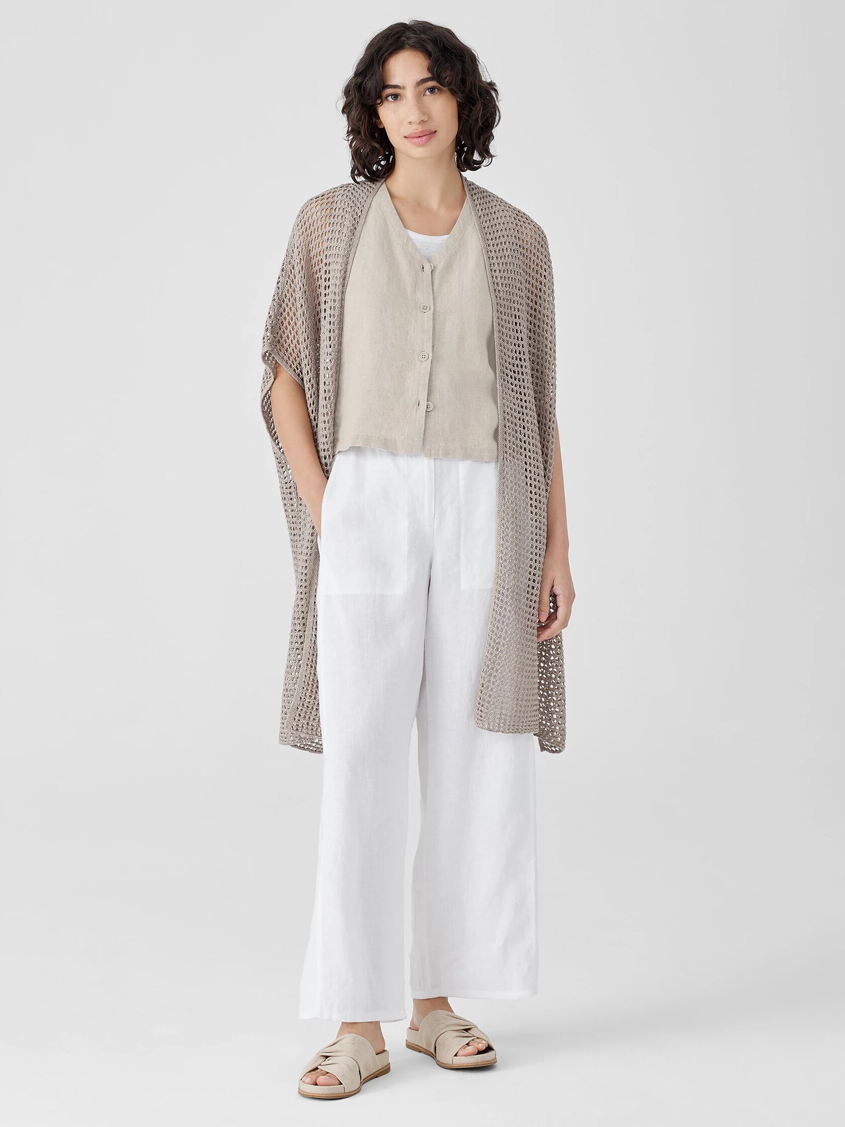 Organic Linen Délavé Long Cardigan