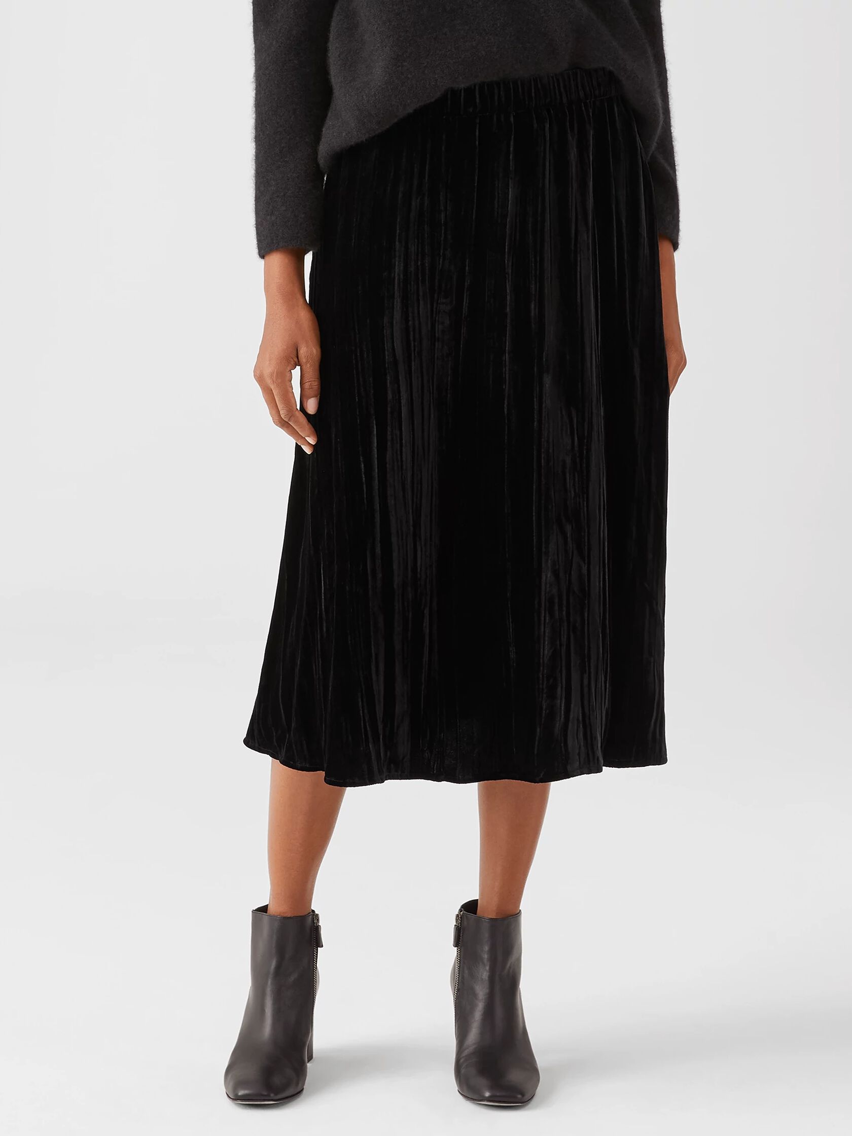 Crushed Velvet A-Line Skirt | EILEEN FISHER