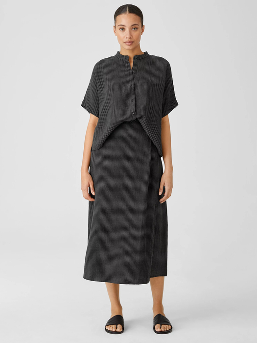 Puckered Organic Linen Wrap Skirt