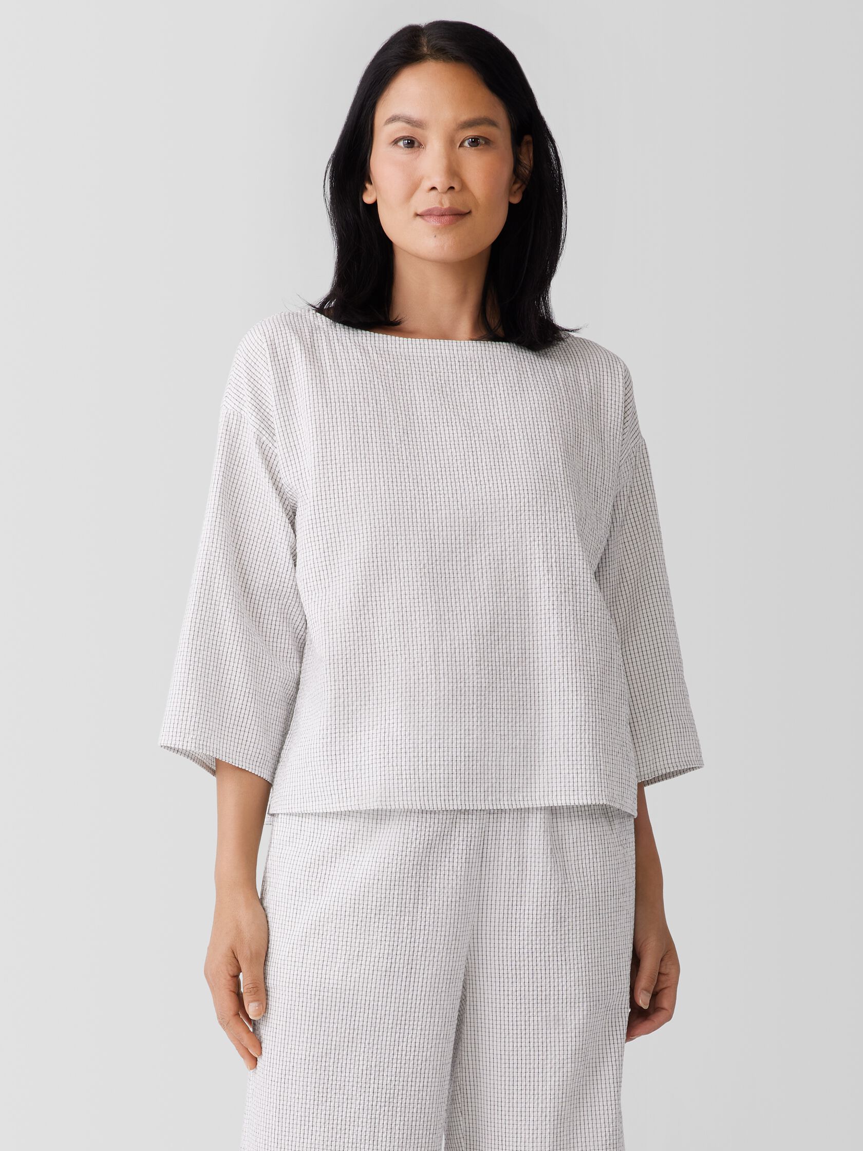 Organic Cotton Ripple Checkered Box-Top