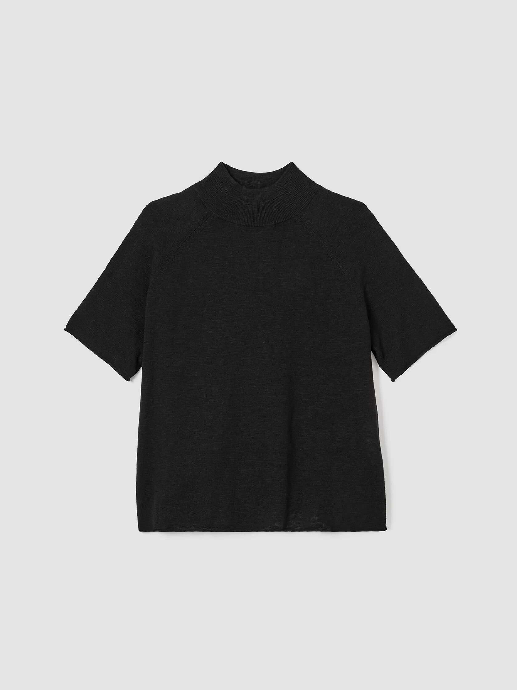 Organic Cotton Linen Slub Funnel Neck Top