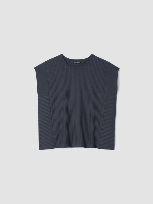 Textured Stretch Rib Round Neck Top