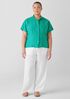 Washed Organic Linen Délavé Band Collar Shirt