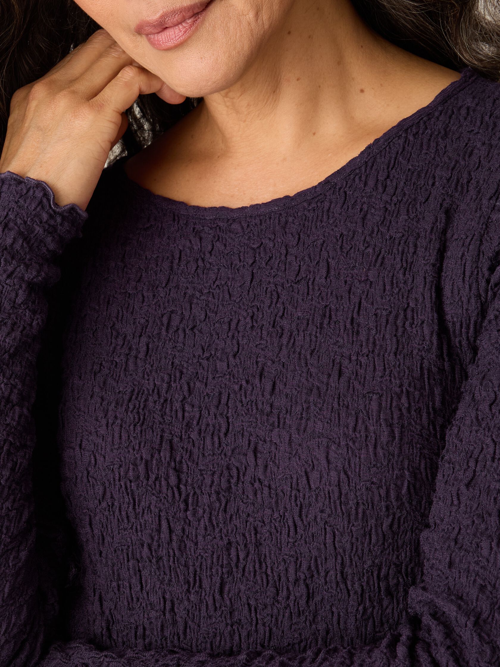 Bubble Jacquard Round Neck Top