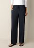 Cotton Indigo Knit Denim Full-Length Straight Pant