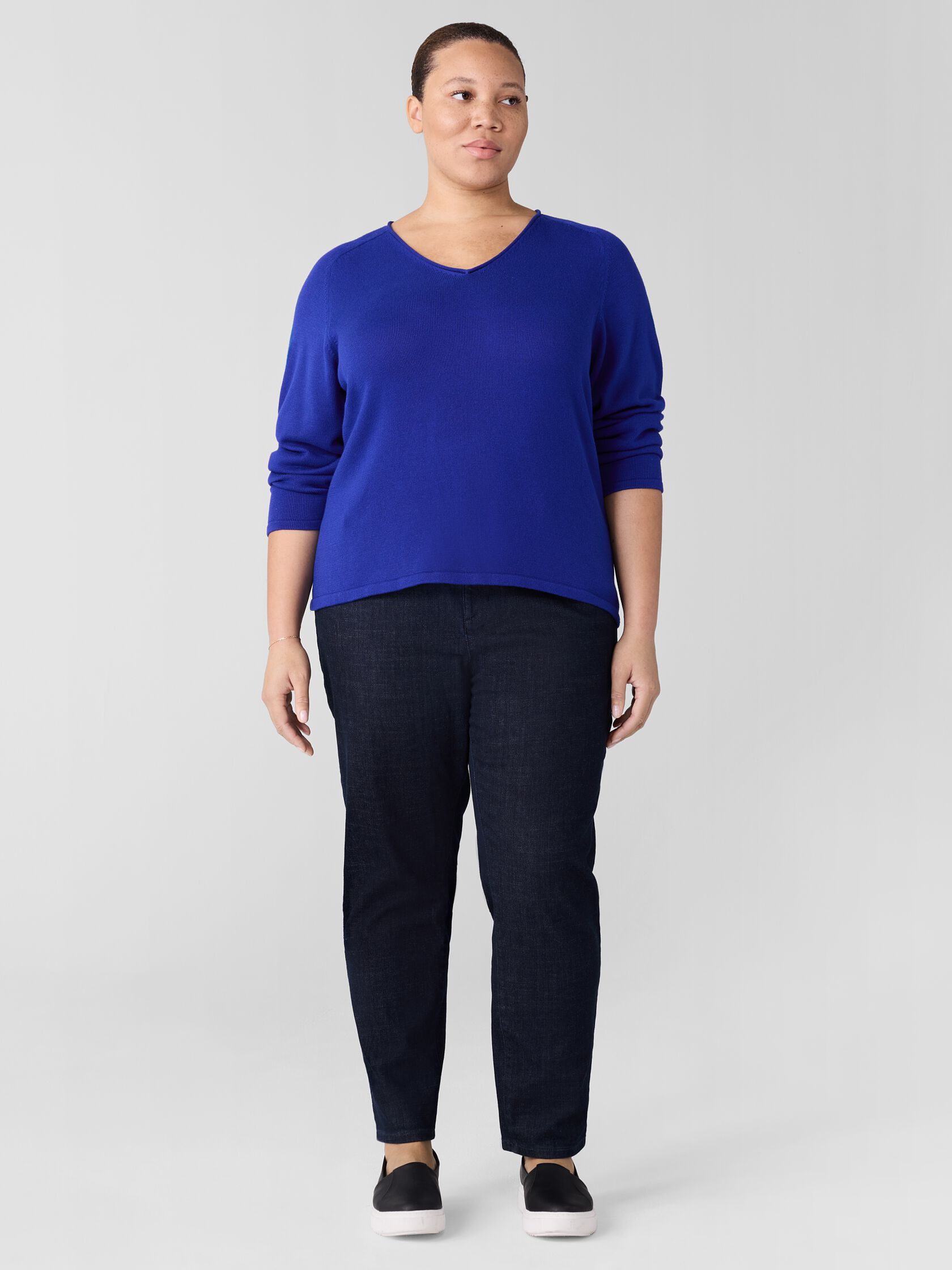 Peruvian Cotton Blend V-Neck Top