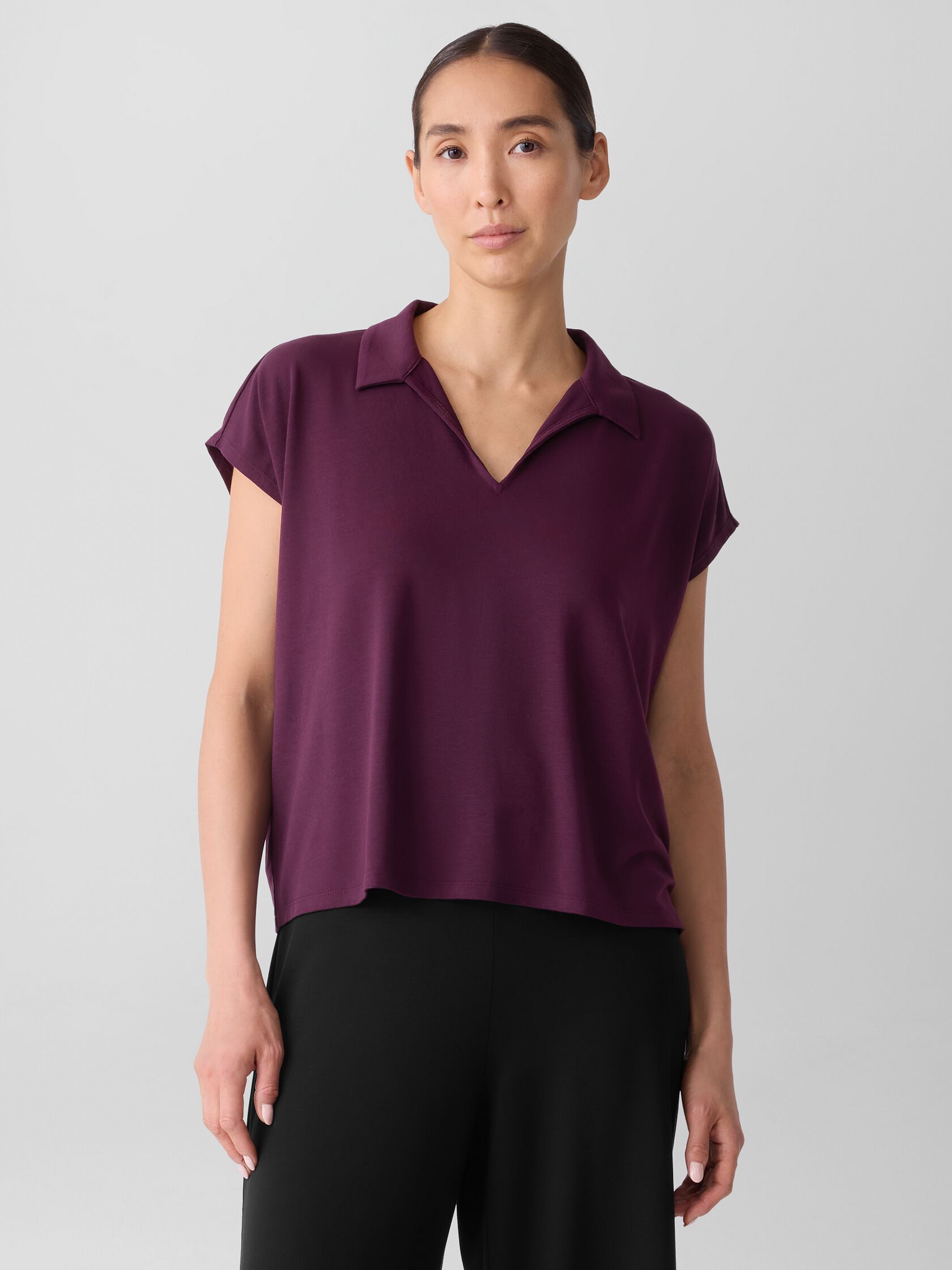 Fine Jersey Split Neck Top