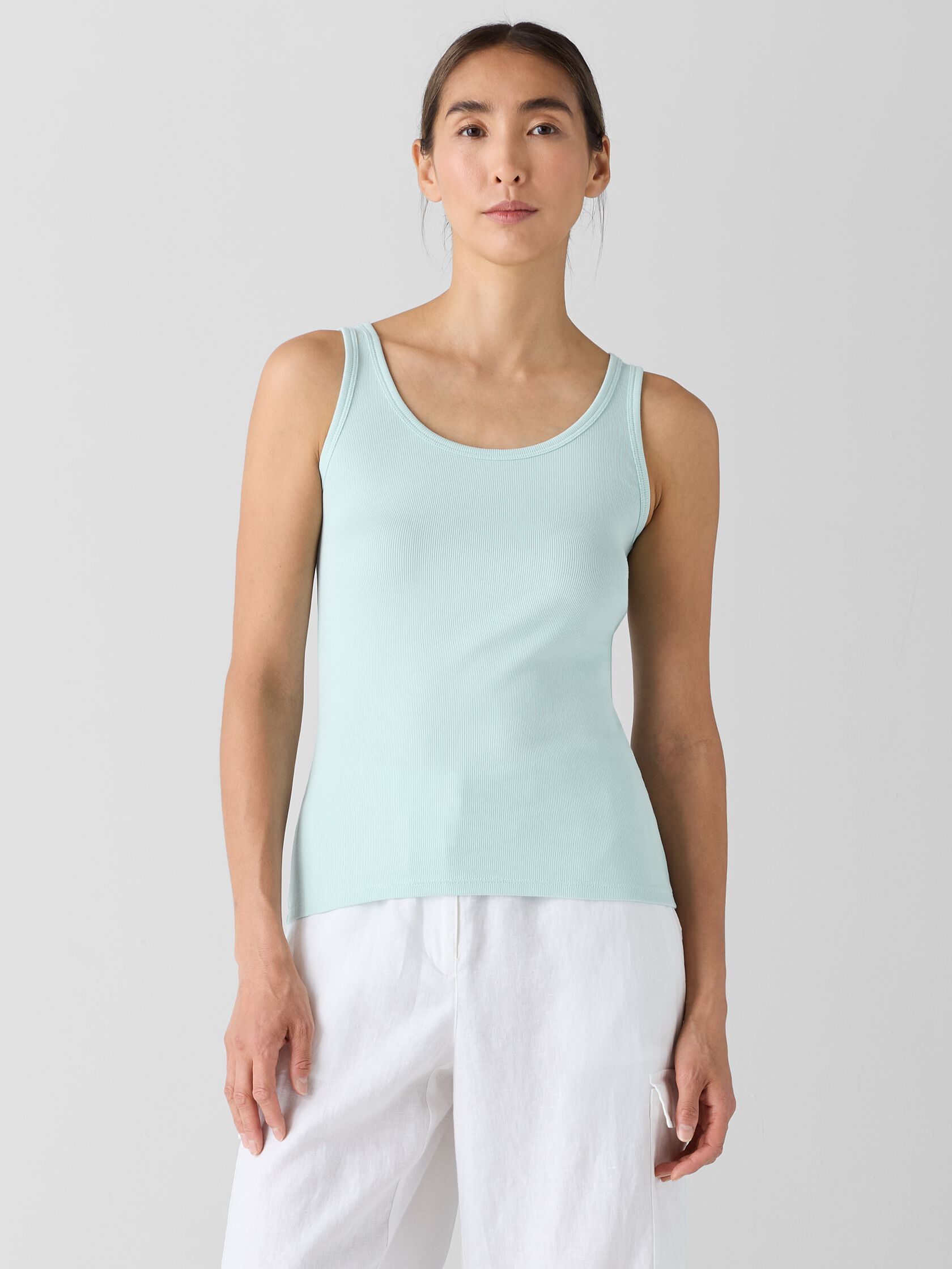Organic Cotton Stretch Rib Scoop Neck Tank