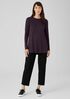 Stretch Jersey Knit Crew Neck Long Top