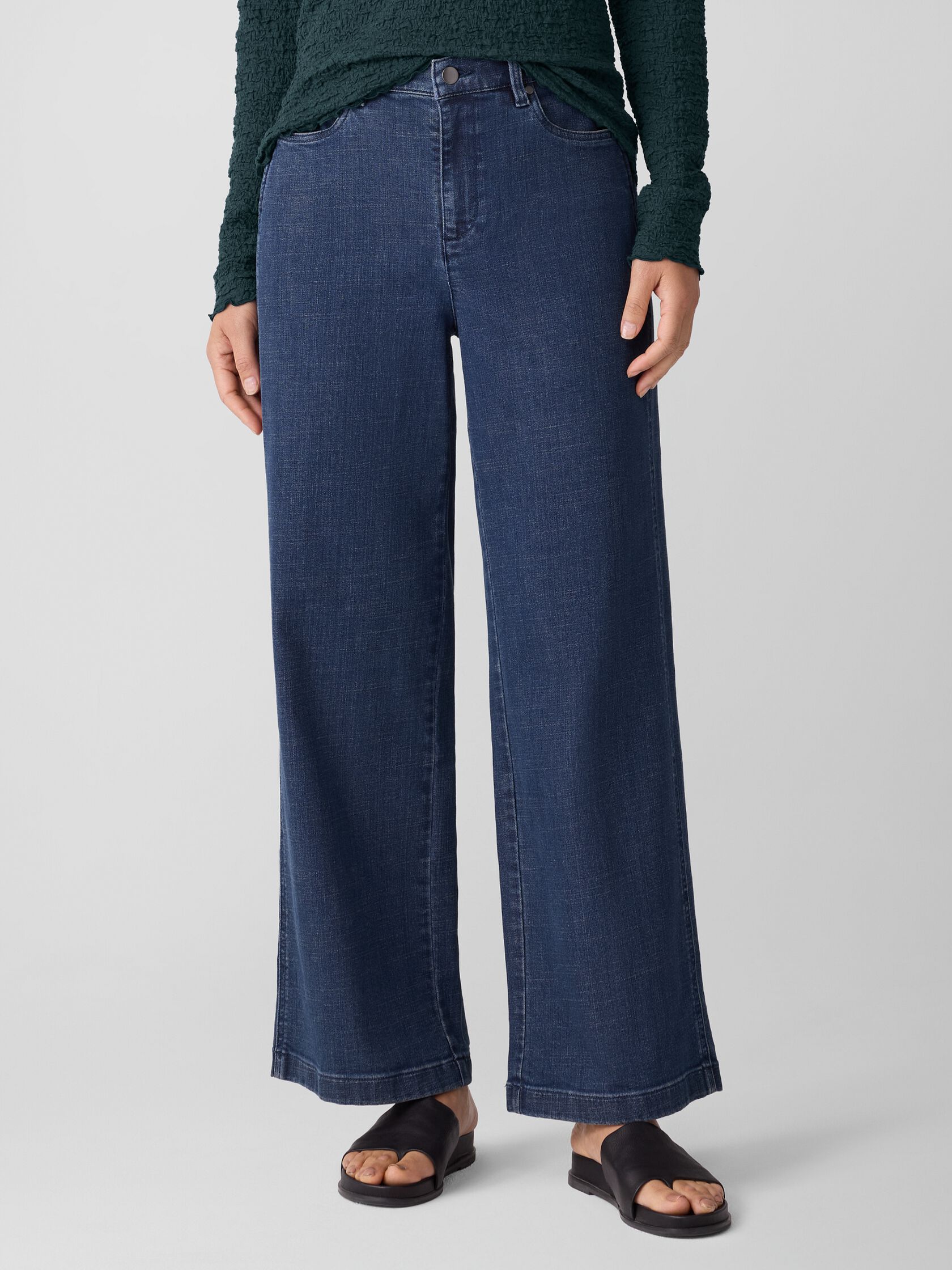 Cotton Stretch Denim Wide-Leg Jean