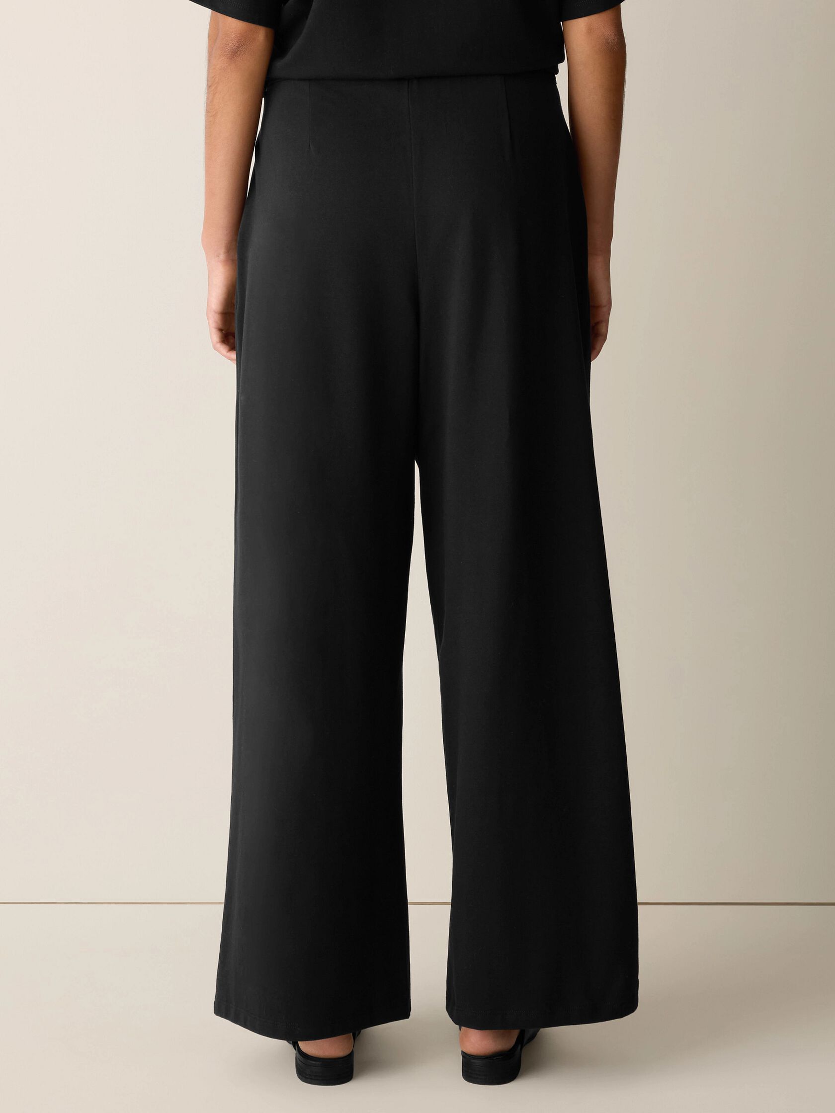 Pima Cotton Stretch Jersey Wide-Leg Pant