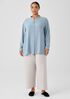 Silk Georgette Crepe Mandarin Collar Shirt