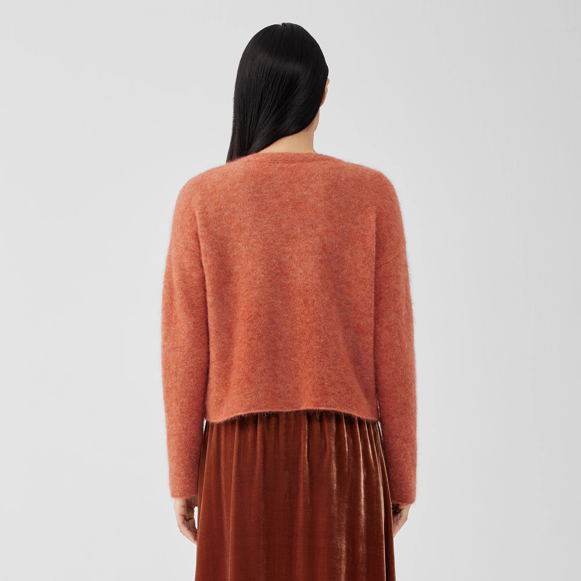 Mohair Plush Melange Cropped Cardigan 