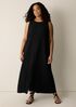 Woven Pliss&eacute; Round Neck Dress