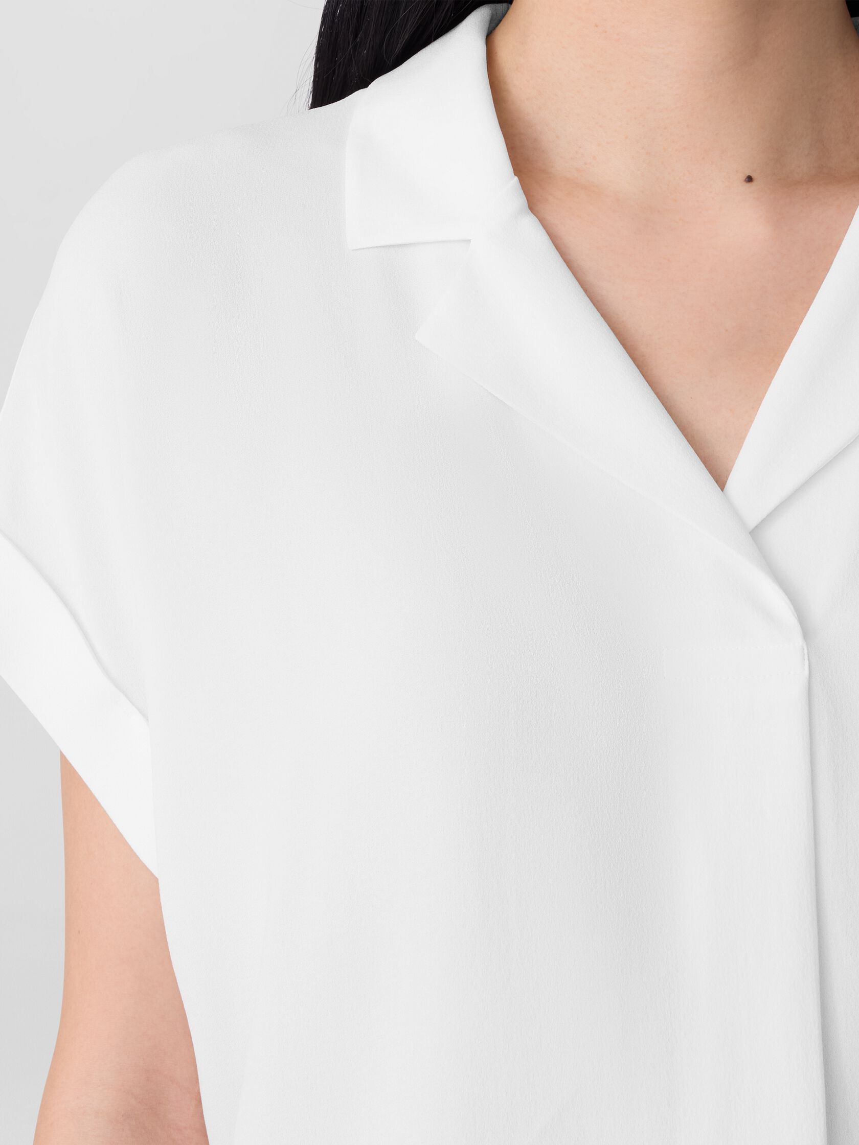Silk Georgette Crepe Notch Collar Top