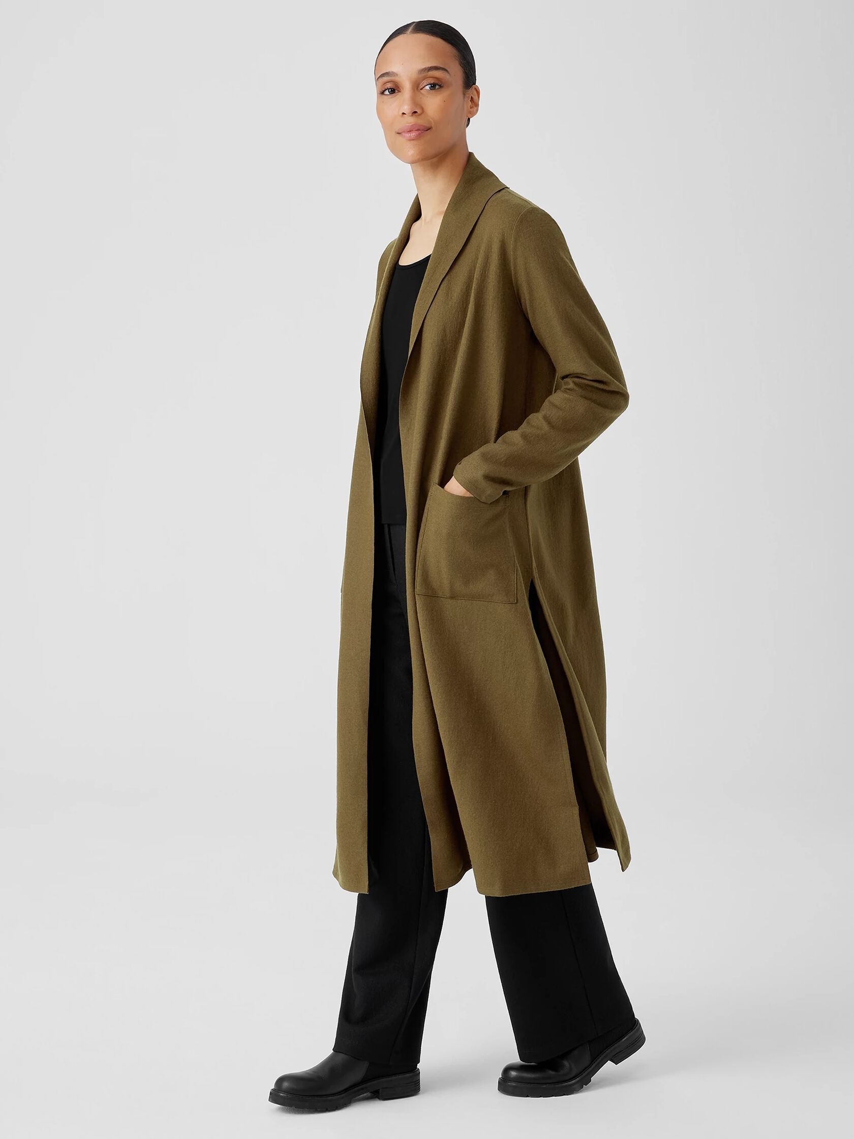 Boiled Wool Jersey High Collar Jacket