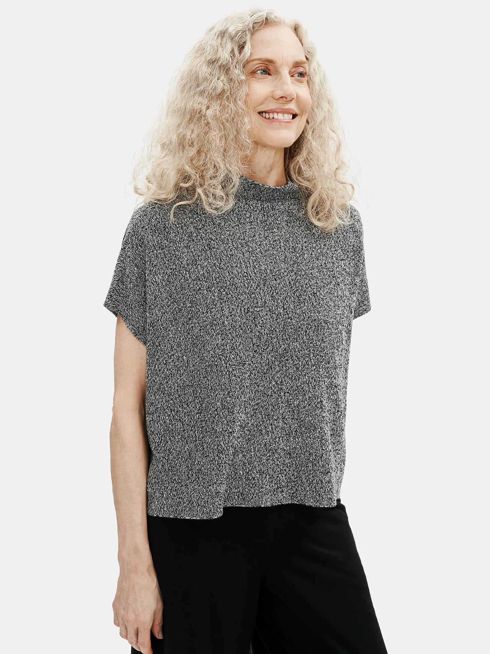 Organic Linen Cotton Funnel Neck Box-Top