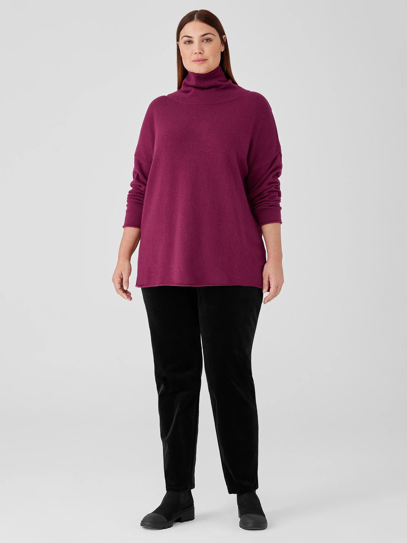 Cotton and Recycled Cashmere Turtleneck Long Top