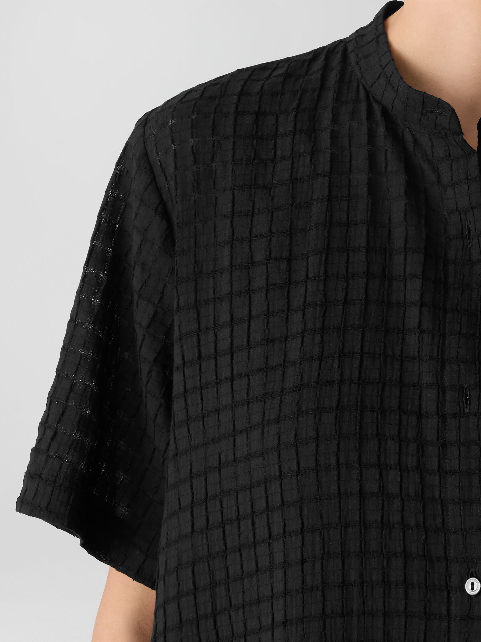 Organic Cotton Voile Box Band Collar Shirt
