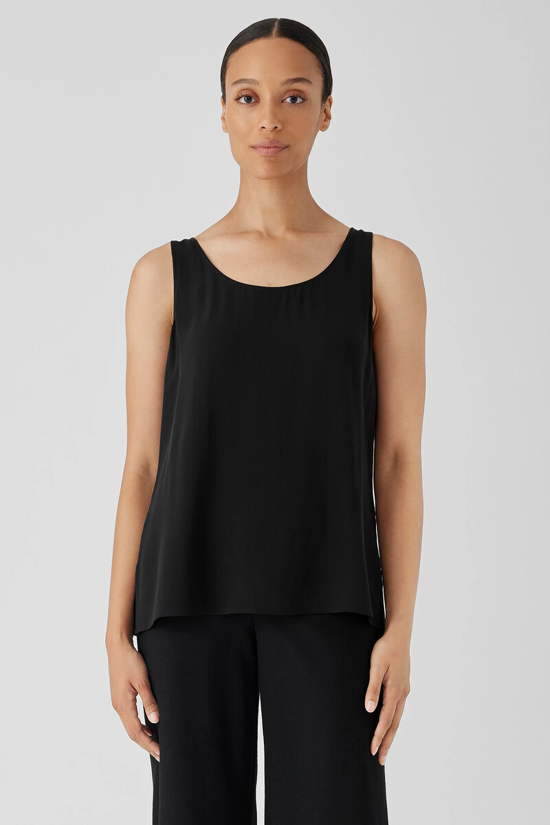 Silk Georgette Crepe Scoop Neck Tank Silk Georgette Crepe Scoop Neck Tank
