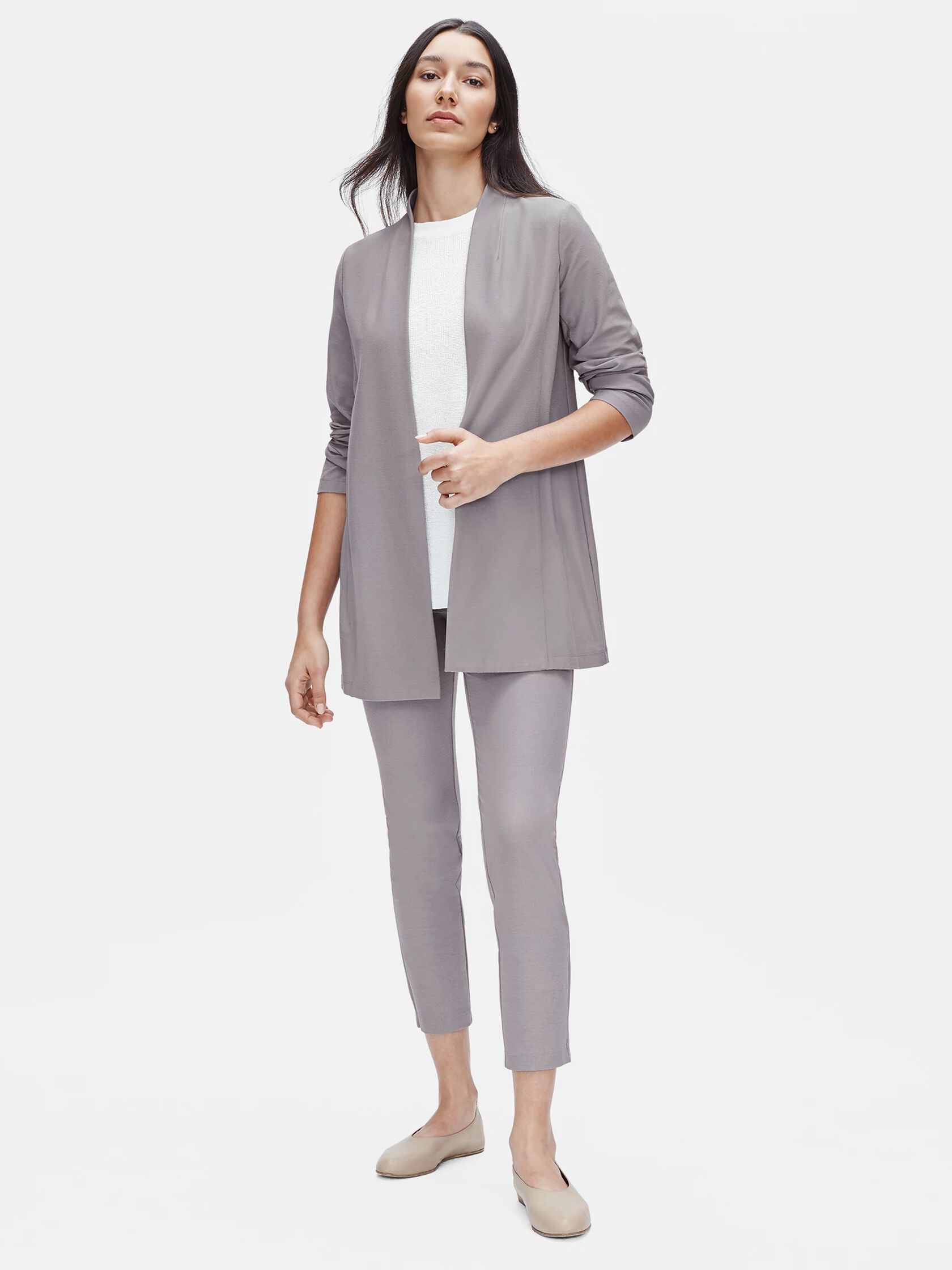 Lightweight Washable Stretch Crepe Long Jacket