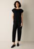 Textured Stretch Rib Round Neck Top