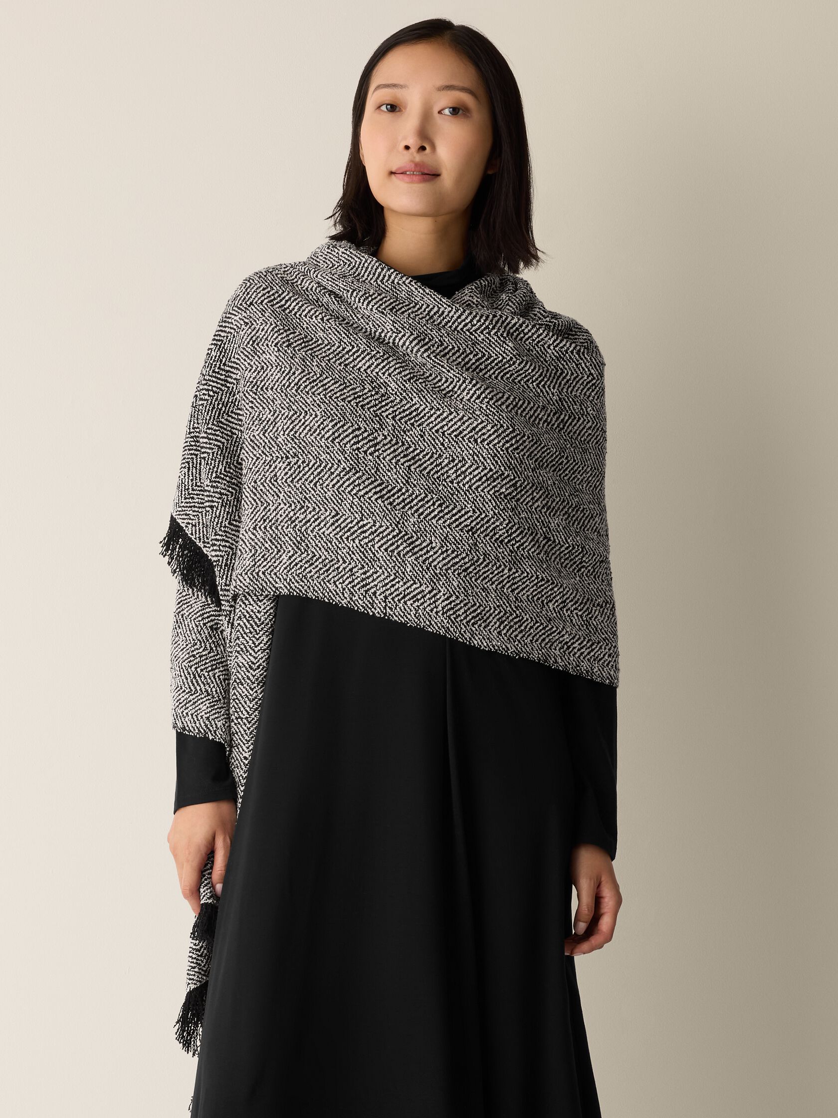 Handloomed Organic Cotton Herringbone Scarf