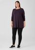 Stretch Jersey Knit Crew Neck Long Top