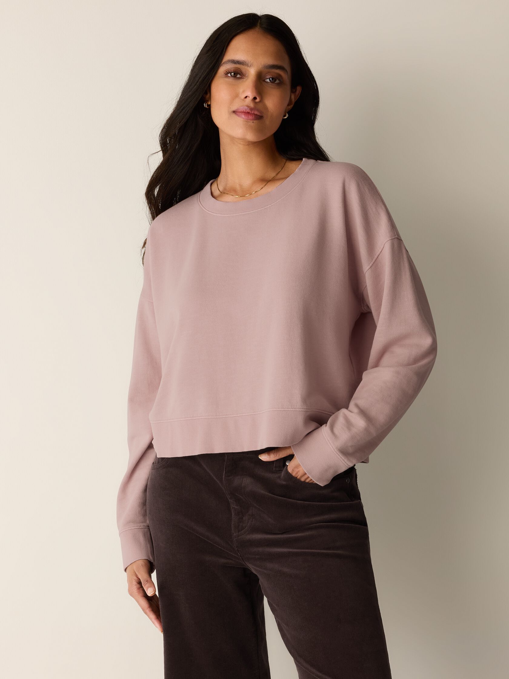 Garment-Dyed Organic Cotton Terry Cropped Box-Top