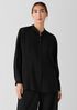 Silk Georgette Crepe Band Collar Shirt