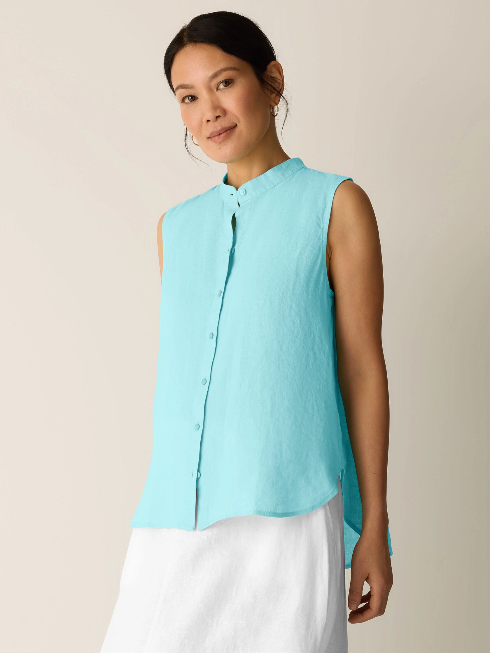 Organic Handkerchief Linen Sleeveless Shirt