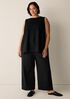 Stretch Organic Cotton Poplin Wide-Leg Pant