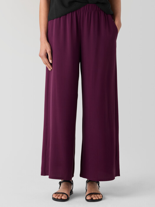 Silk Georgette Crepe Wide-Leg Pant
