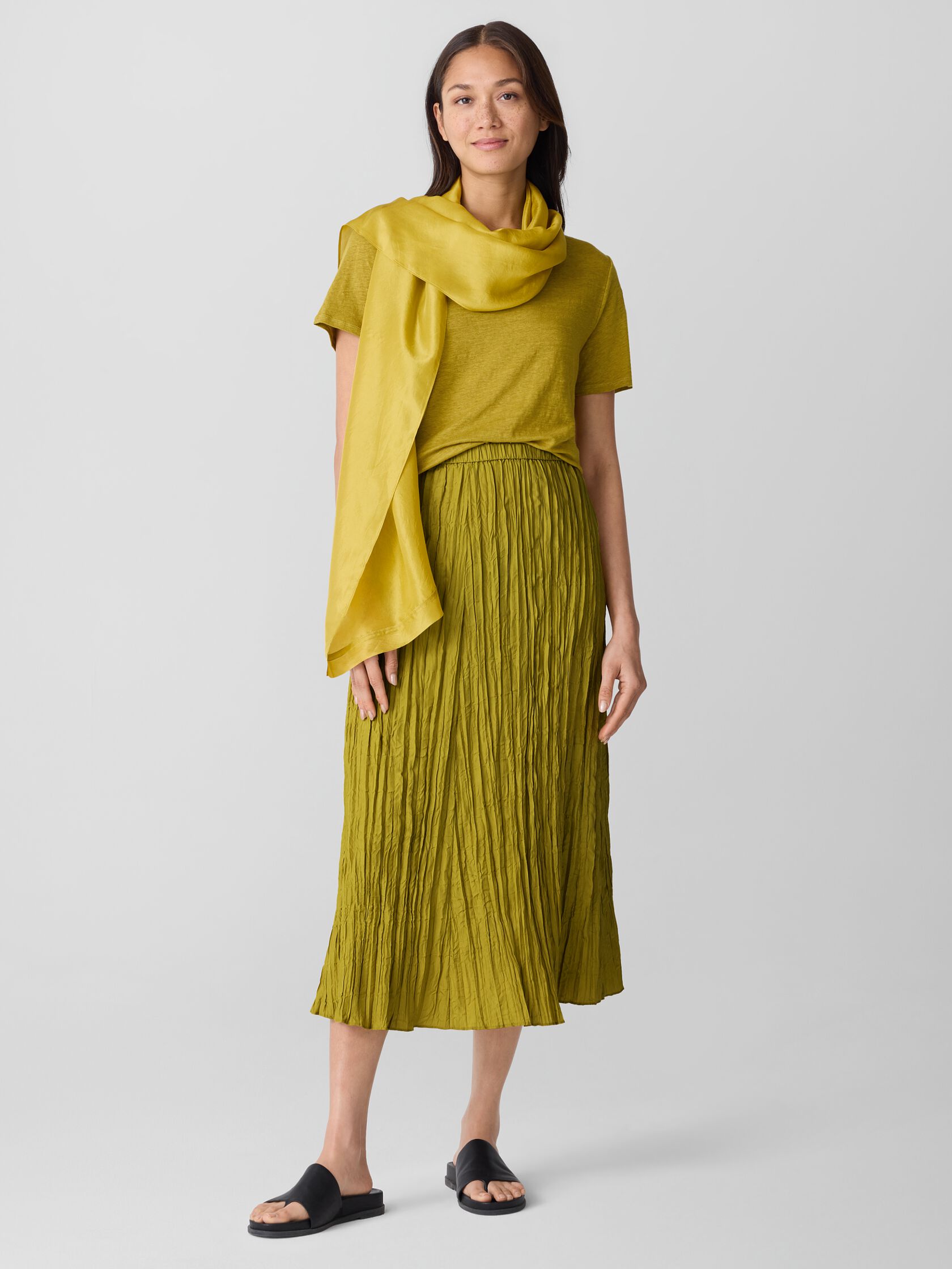 Crushed Silk Flared Skirt