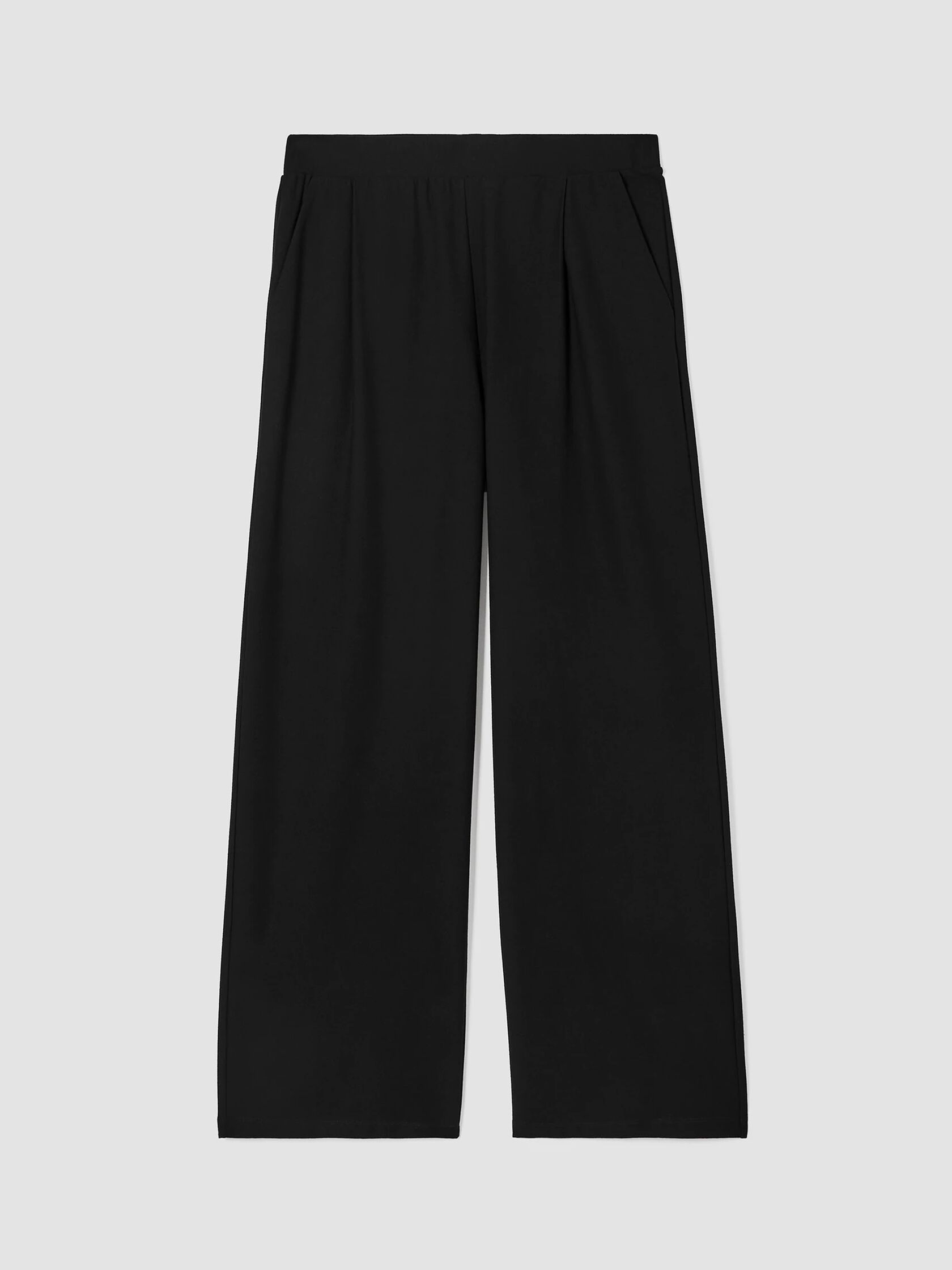 Washable Stretch Crepe High-Waisted Wide Pant