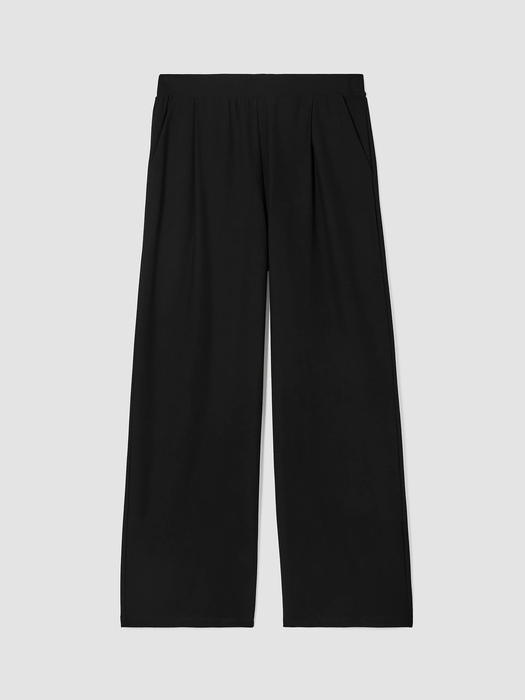 Washable Stretch Crepe High-Waisted Wide Pant